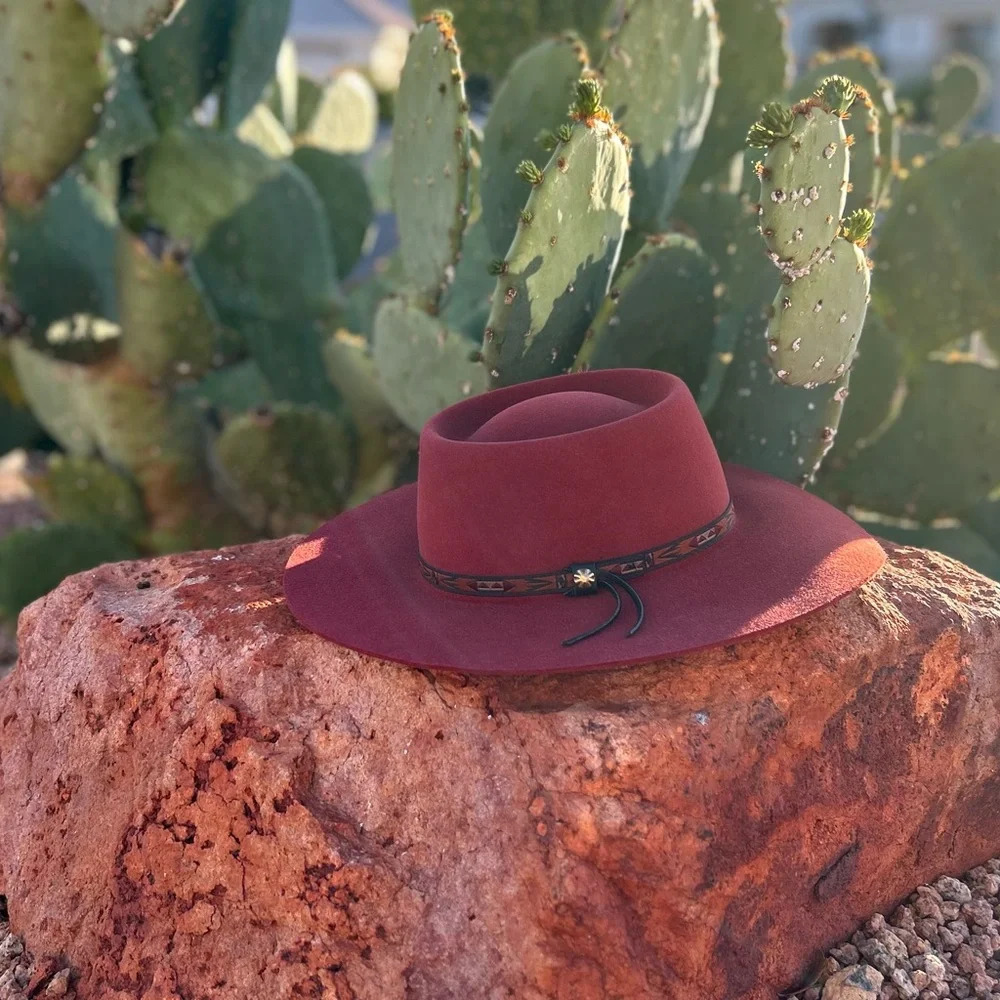 Vintage Beaver Brand Fur Felt Western Hat Rust Red Festival Cowboy Hat 6 7/8 USA - Picture 1 of 7